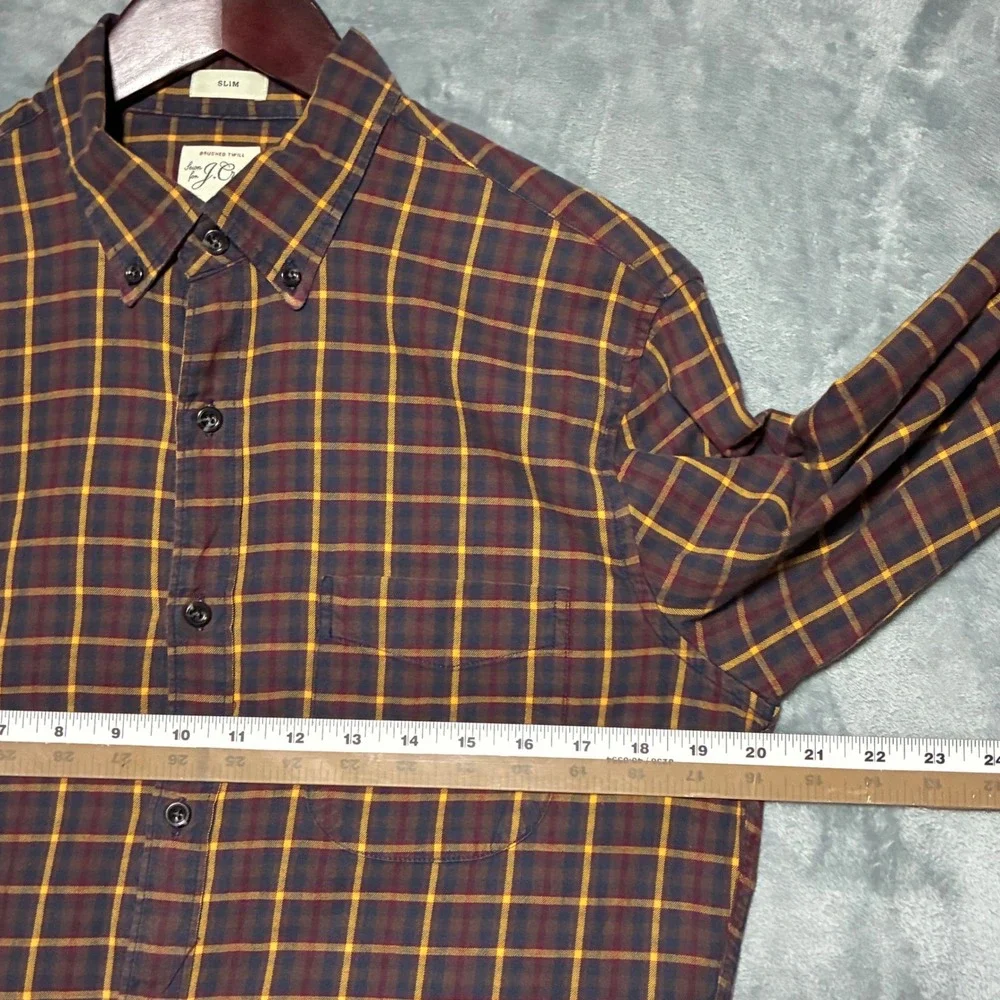 J.‎ Crew Cotton Slim Fit Plaid Button Down Long Sleeve Shirt Mens M Red